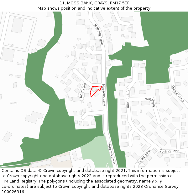 11, MOSS BANK, GRAYS, RM17 5EF: Location map and indicative extent of plot