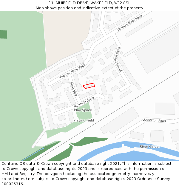 11, MUIRFIELD DRIVE, WAKEFIELD, WF2 8SH: Location map and indicative extent of plot