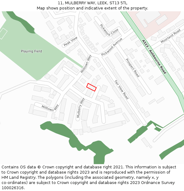 11, MULBERRY WAY, LEEK, ST13 5TL: Location map and indicative extent of plot