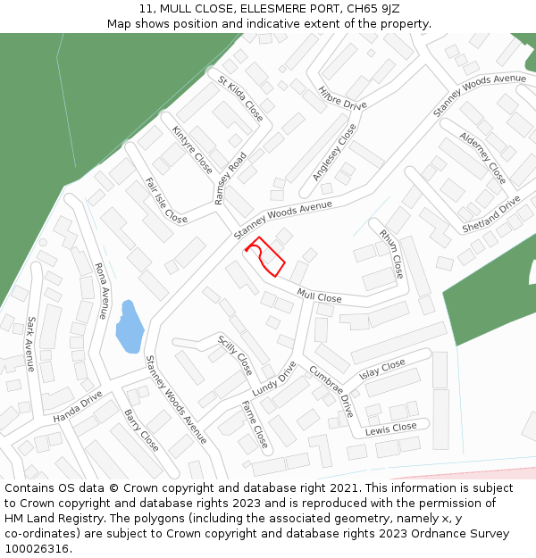 11, MULL CLOSE, ELLESMERE PORT, CH65 9JZ: Location map and indicative extent of plot