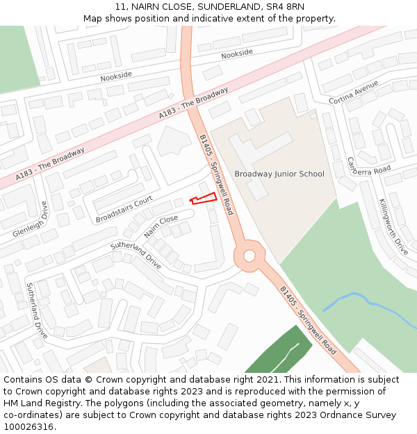 11, NAIRN CLOSE, SUNDERLAND, SR4 8RN: Location map and indicative extent of plot