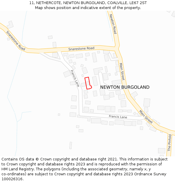 11, NETHERCOTE, NEWTON BURGOLAND, COALVILLE, LE67 2ST: Location map and indicative extent of plot