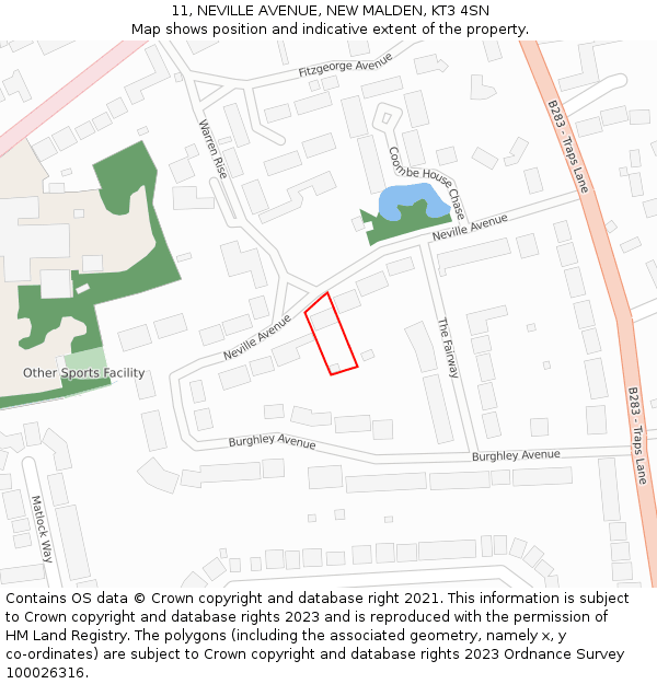 11, NEVILLE AVENUE, NEW MALDEN, KT3 4SN: Location map and indicative extent of plot