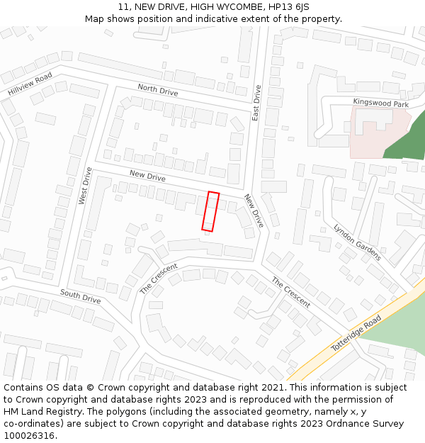 11, NEW DRIVE, HIGH WYCOMBE, HP13 6JS: Location map and indicative extent of plot