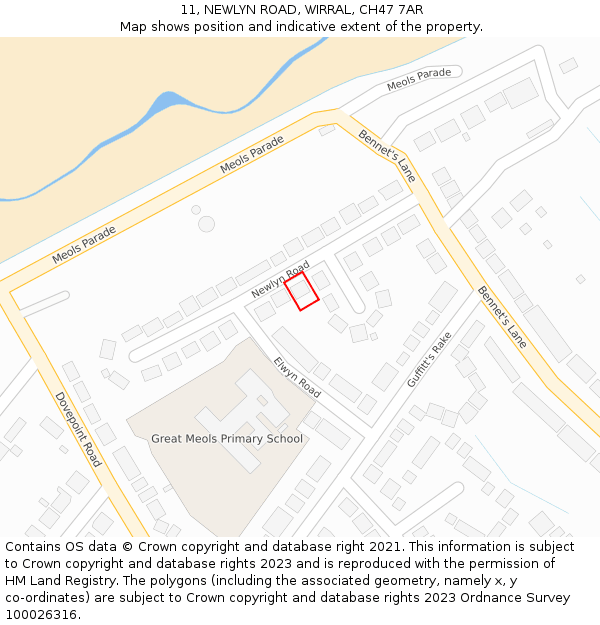 11, NEWLYN ROAD, WIRRAL, CH47 7AR: Location map and indicative extent of plot