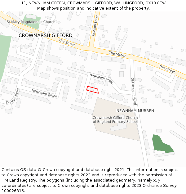 11, NEWNHAM GREEN, CROWMARSH GIFFORD, WALLINGFORD, OX10 8EW: Location map and indicative extent of plot