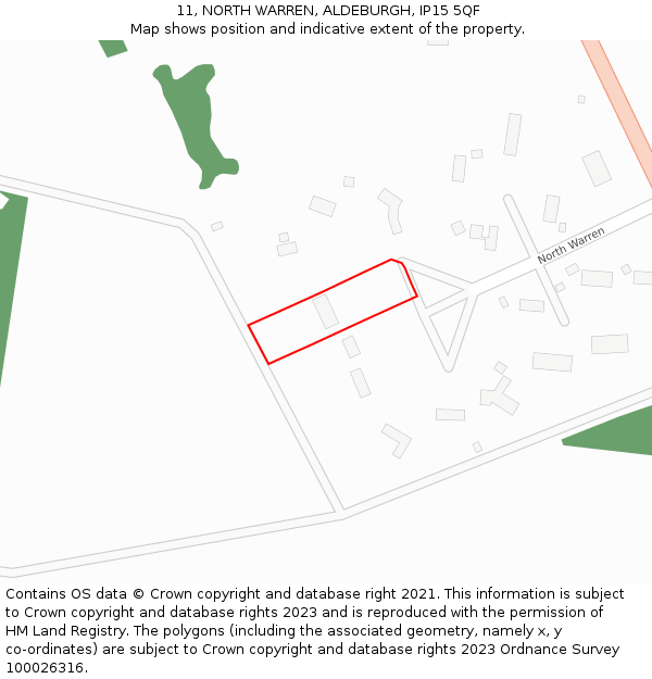 11, NORTH WARREN, ALDEBURGH, IP15 5QF: Location map and indicative extent of plot