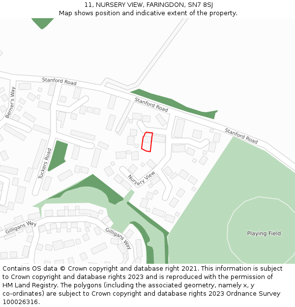 11, NURSERY VIEW, FARINGDON, SN7 8SJ: Location map and indicative extent of plot