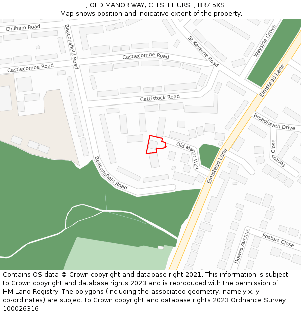 11, OLD MANOR WAY, CHISLEHURST, BR7 5XS: Location map and indicative extent of plot