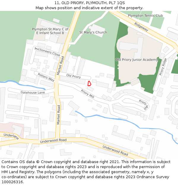 11, OLD PRIORY, PLYMOUTH, PL7 1QS: Location map and indicative extent of plot