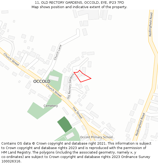 11, OLD RECTORY GARDENS, OCCOLD, EYE, IP23 7PD: Location map and indicative extent of plot