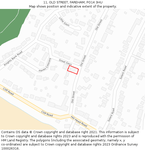 11, OLD STREET, FAREHAM, PO14 3HU: Location map and indicative extent of plot