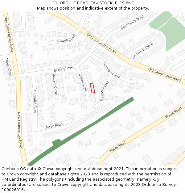 11, ORDULF ROAD, TAVISTOCK, PL19 8NE: Location map and indicative extent of plot