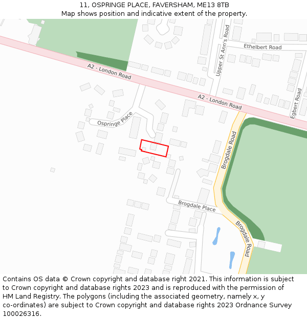 11, OSPRINGE PLACE, FAVERSHAM, ME13 8TB: Location map and indicative extent of plot
