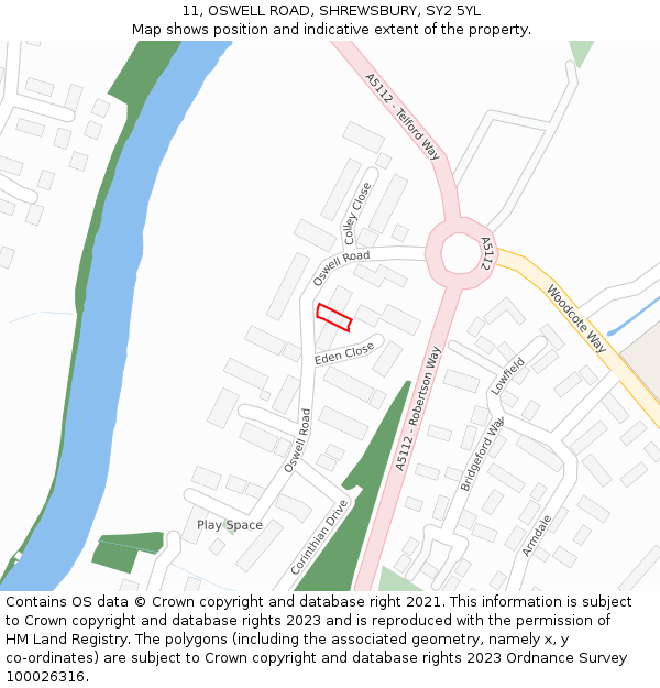 11, OSWELL ROAD, SHREWSBURY, SY2 5YL: Location map and indicative extent of plot