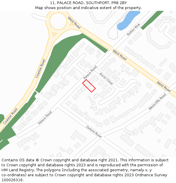11, PALACE ROAD, SOUTHPORT, PR8 2BY: Location map and indicative extent of plot