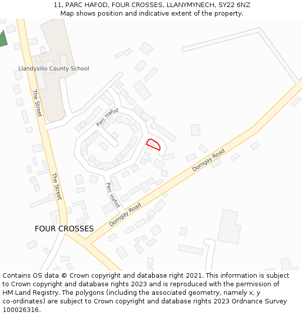 11, PARC HAFOD, FOUR CROSSES, LLANYMYNECH, SY22 6NZ: Location map and indicative extent of plot