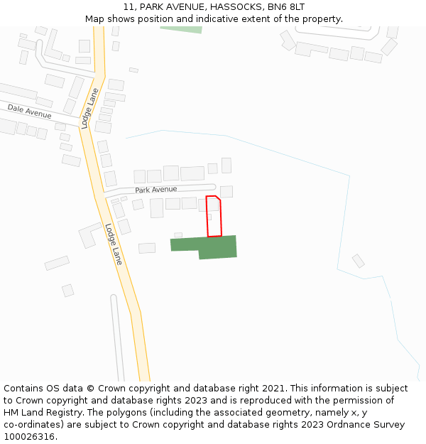 11, PARK AVENUE, HASSOCKS, BN6 8LT: Location map and indicative extent of plot
