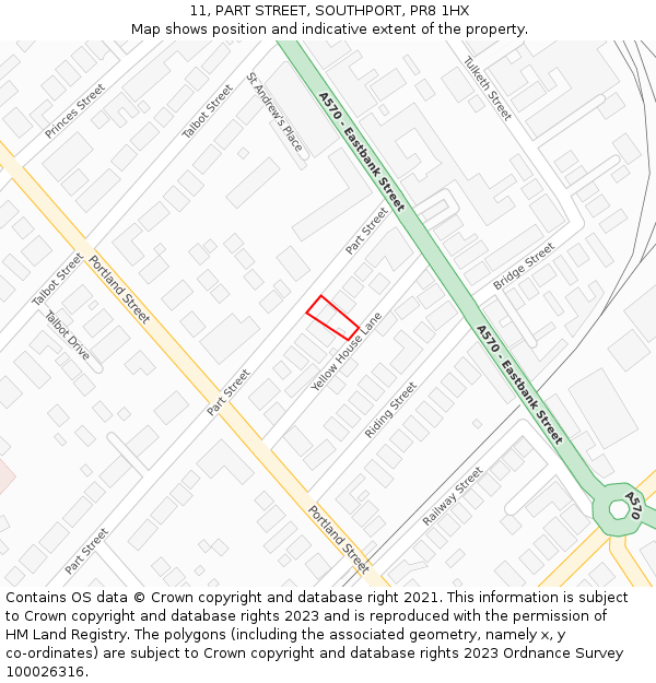 11, PART STREET, SOUTHPORT, PR8 1HX: Location map and indicative extent of plot