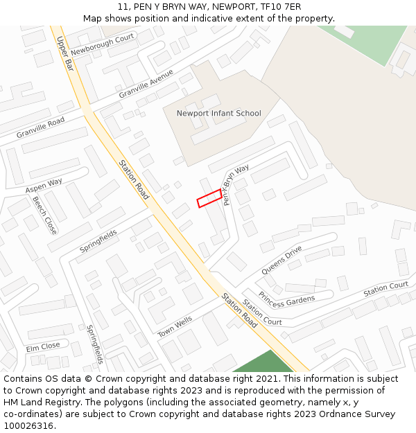 11, PEN Y BRYN WAY, NEWPORT, TF10 7ER: Location map and indicative extent of plot