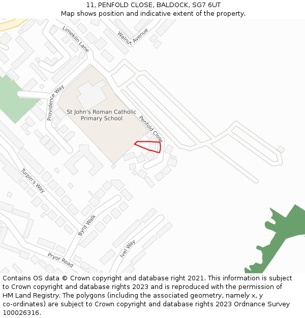 11, PENFOLD CLOSE, BALDOCK, SG7 6UT: Location map and indicative extent of plot