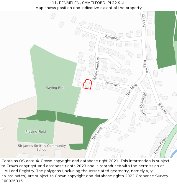 11, PENMELEN, CAMELFORD, PL32 9UH: Location map and indicative extent of plot