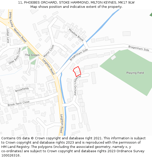 11, PHOEBES ORCHARD, STOKE HAMMOND, MILTON KEYNES, MK17 9LW: Location map and indicative extent of plot