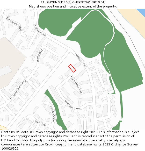 11, PHOENIX DRIVE, CHEPSTOW, NP16 5TJ: Location map and indicative extent of plot