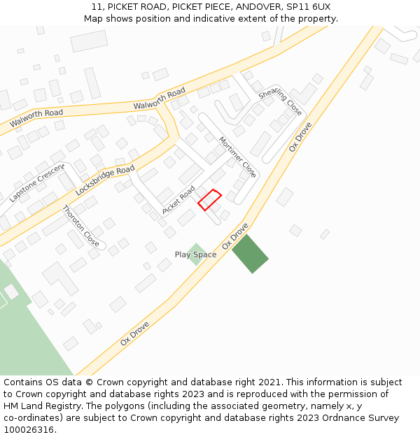 11, PICKET ROAD, PICKET PIECE, ANDOVER, SP11 6UX: Location map and indicative extent of plot