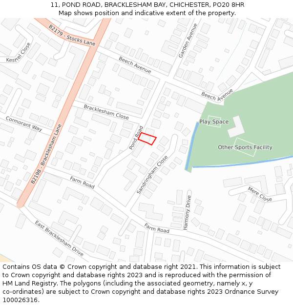 11, POND ROAD, BRACKLESHAM BAY, CHICHESTER, PO20 8HR: Location map and indicative extent of plot