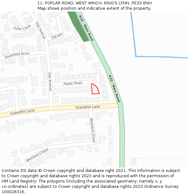 11, POPLAR ROAD, WEST WINCH, KING'S LYNN, PE33 0NH: Location map and indicative extent of plot