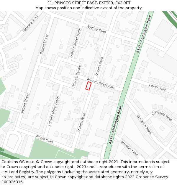 11, PRINCES STREET EAST, EXETER, EX2 9ET: Location map and indicative extent of plot