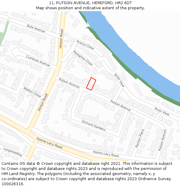 11, PUTSON AVENUE, HEREFORD, HR2 6DT: Location map and indicative extent of plot