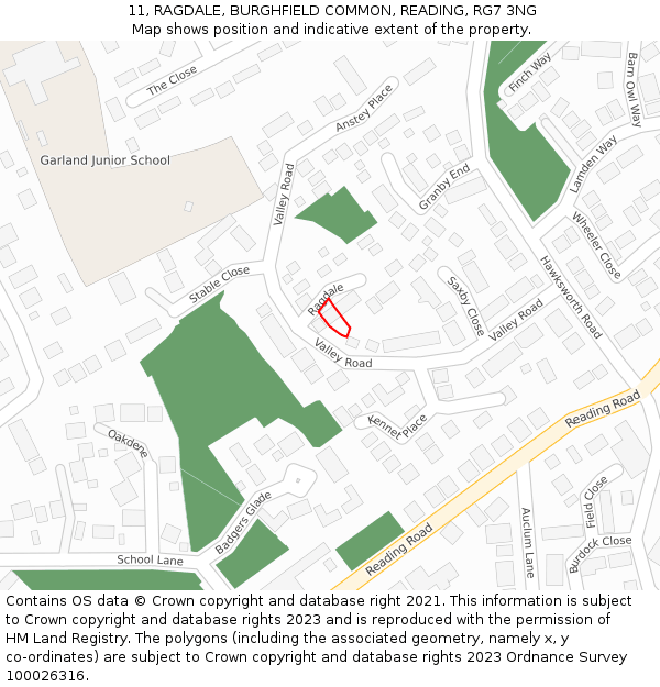 11, RAGDALE, BURGHFIELD COMMON, READING, RG7 3NG: Location map and indicative extent of plot