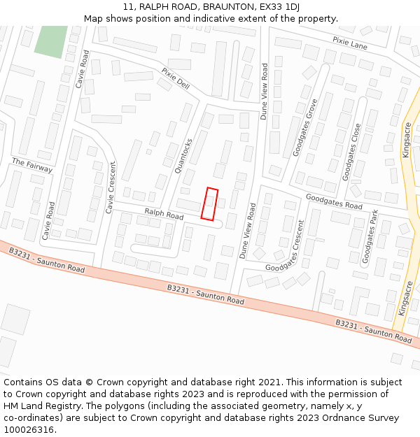 11, RALPH ROAD, BRAUNTON, EX33 1DJ: Location map and indicative extent of plot