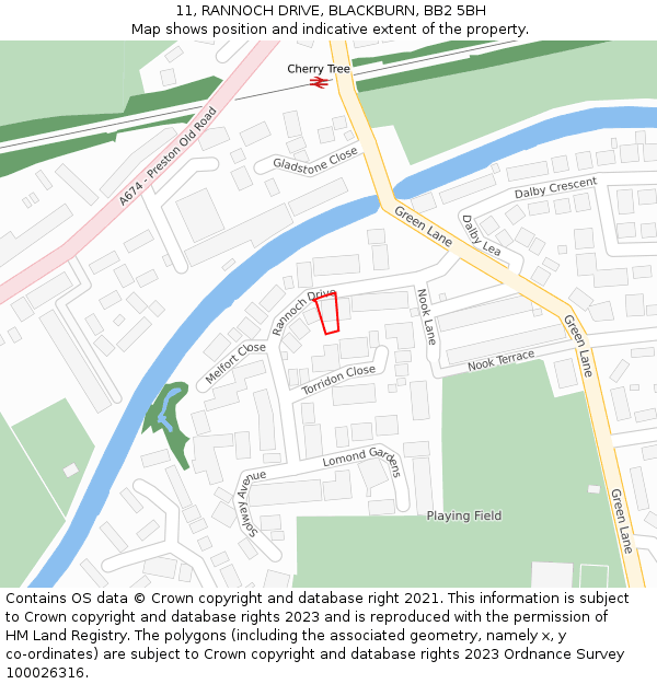 11, RANNOCH DRIVE, BLACKBURN, BB2 5BH: Location map and indicative extent of plot