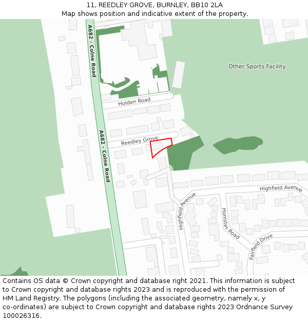 11, REEDLEY GROVE, BURNLEY, BB10 2LA: Location map and indicative extent of plot