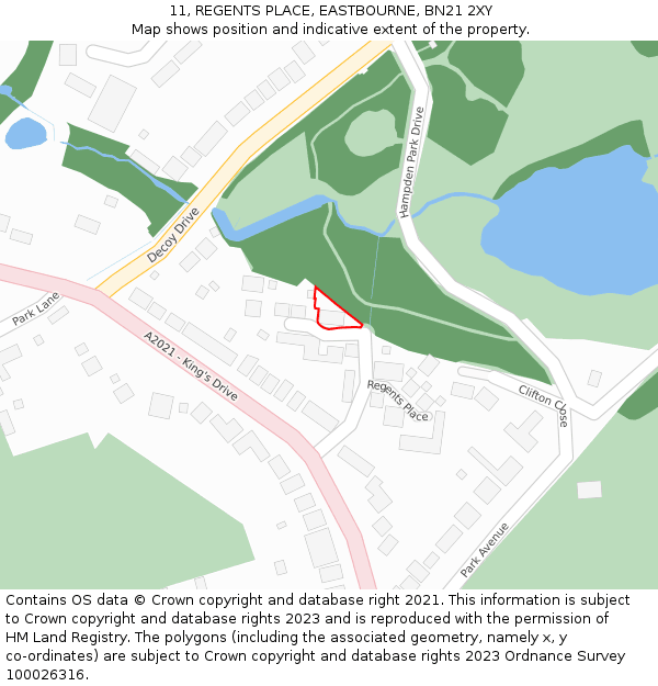 11, REGENTS PLACE, EASTBOURNE, BN21 2XY: Location map and indicative extent of plot