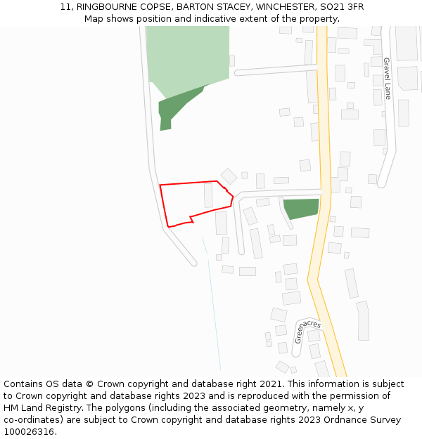 11, RINGBOURNE COPSE, BARTON STACEY, WINCHESTER, SO21 3FR: Location map and indicative extent of plot