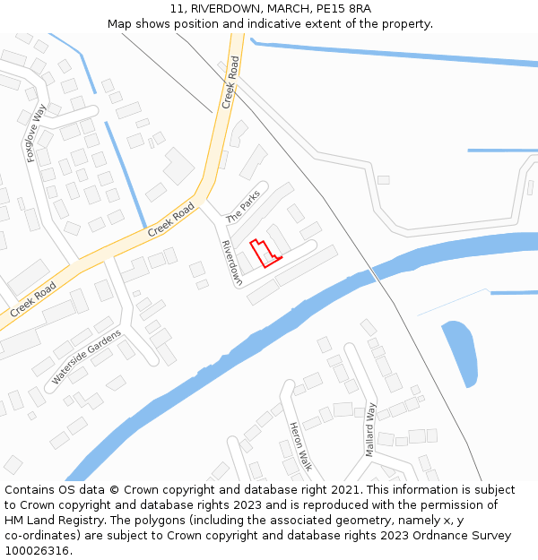 11, RIVERDOWN, MARCH, PE15 8RA: Location map and indicative extent of plot