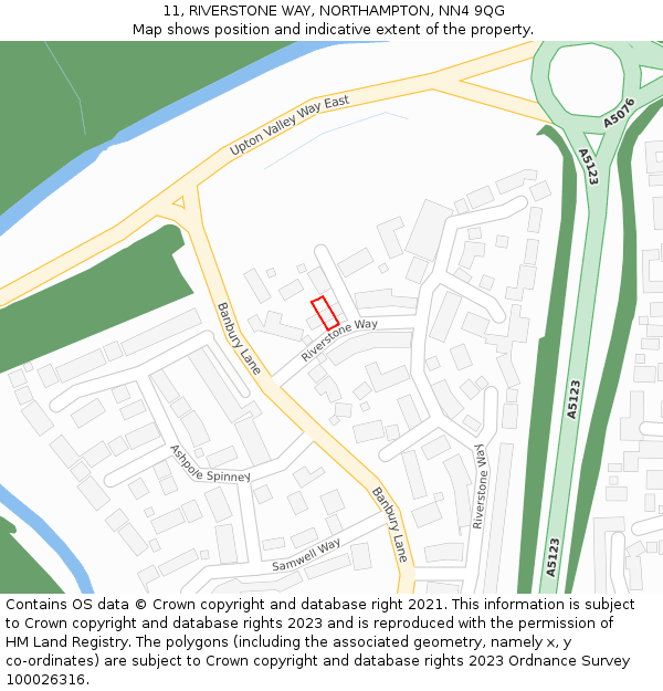 11, RIVERSTONE WAY, NORTHAMPTON, NN4 9QG: Location map and indicative extent of plot