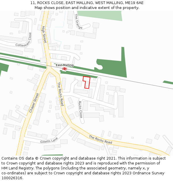 11, ROCKS CLOSE, EAST MALLING, WEST MALLING, ME19 6AE: Location map and indicative extent of plot