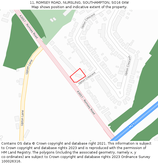 11, ROMSEY ROAD, NURSLING, SOUTHAMPTON, SO16 0XW: Location map and indicative extent of plot