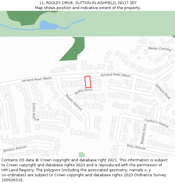 11, ROOLEY DRIVE, SUTTON-IN-ASHFIELD, NG17 2EY: Location map and indicative extent of plot