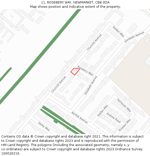 11, ROSEBERY WAY, NEWMARKET, CB8 0DA: Location map and indicative extent of plot