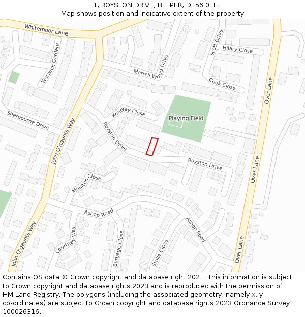 11, ROYSTON DRIVE, BELPER, DE56 0EL: Location map and indicative extent of plot