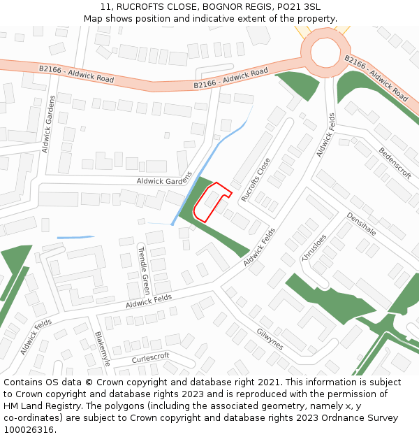 11, RUCROFTS CLOSE, BOGNOR REGIS, PO21 3SL: Location map and indicative extent of plot