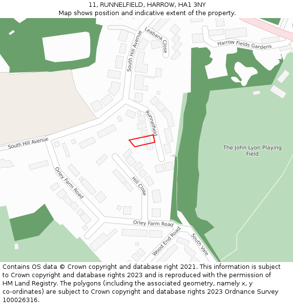 11, RUNNELFIELD, HARROW, HA1 3NY: Location map and indicative extent of plot