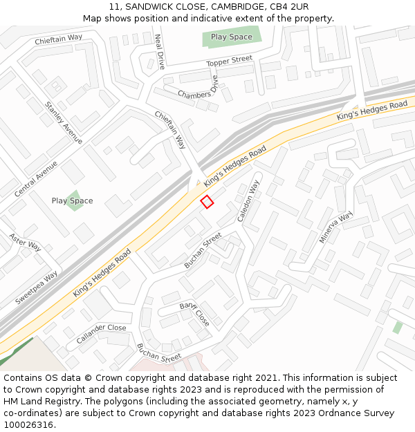 11, SANDWICK CLOSE, CAMBRIDGE, CB4 2UR: Location map and indicative extent of plot