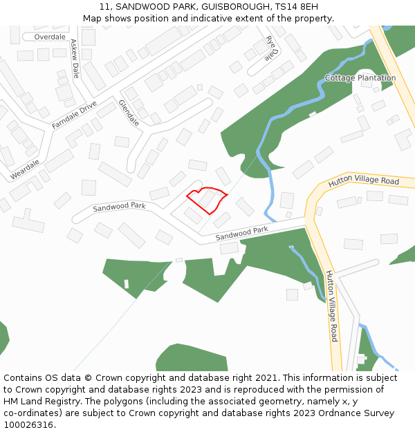 11, SANDWOOD PARK, GUISBOROUGH, TS14 8EH: Location map and indicative extent of plot